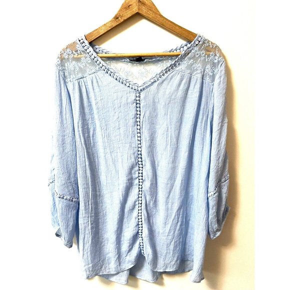 Zac & Rachel Tops - Zac and Rachel Brand Light Blue Bohemian Top Blouse 3X Great Condition